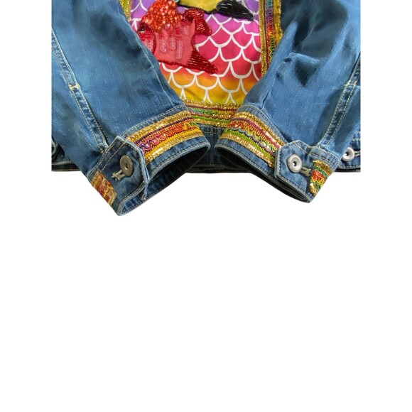 Sonoma Women’s Large Denim Jacket - Custom Sequin Fish Design - Picture 11 of 16